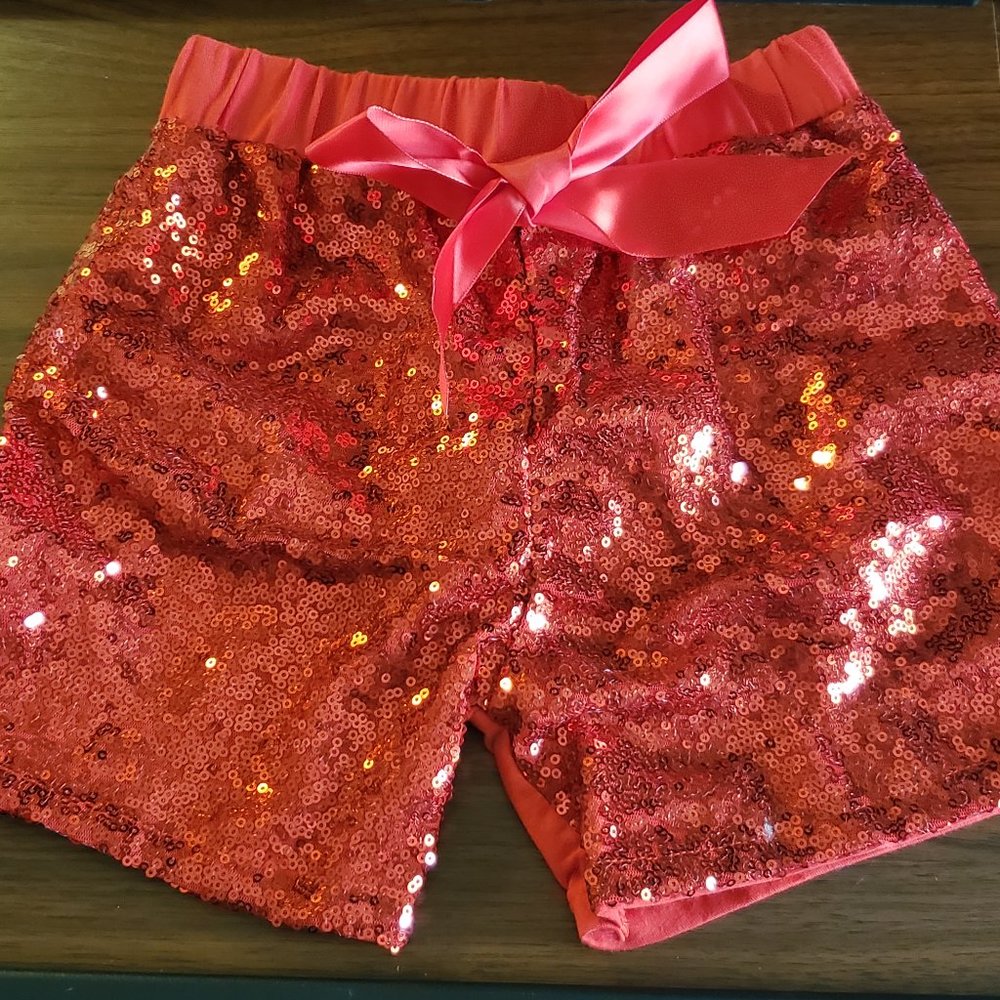 Red Sequin Shorts Toddler Girls